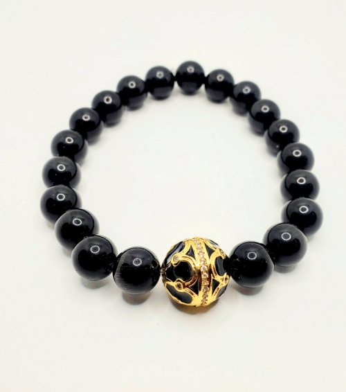 Black and Gold Onyx Bracelet(New)