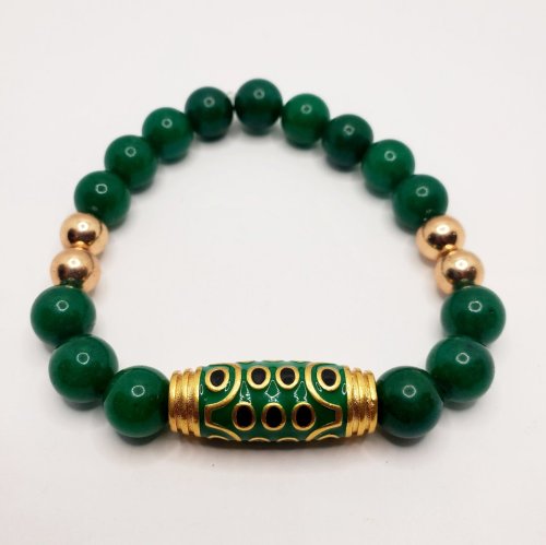 Green and Gold Korean Accent Bracelet