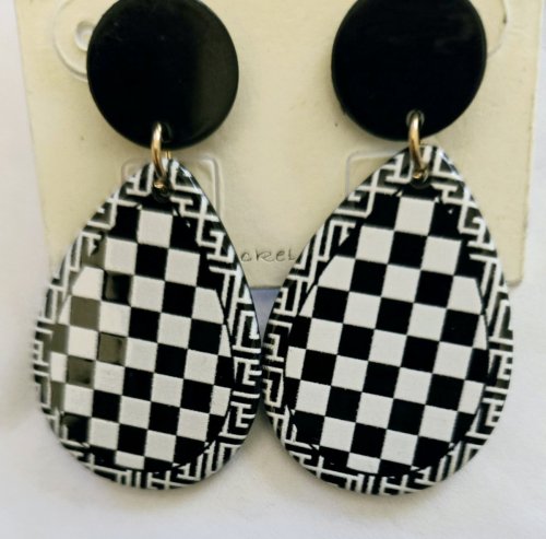 Black and White Checkered Earrings 