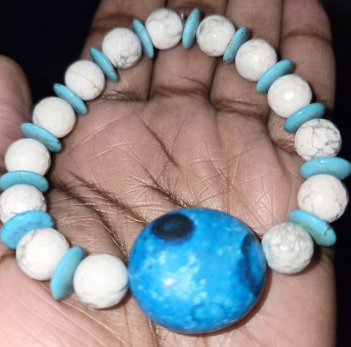 Turquoise and White Marble Bracelet 