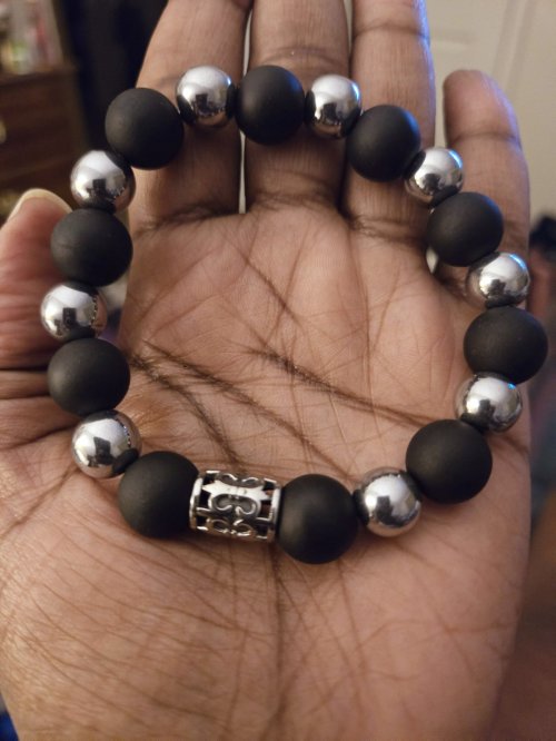 Black and Silver cross Bracelet 